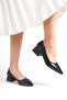 Women's Mora Black Leather 3.5 cm Thick Heeled Shoes - 3
