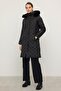 Detachable Fur-Trimmed Hooded Quilted Jacket with Metal Accents BLACK 6790 - 2