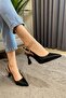 Women's Black Patent Leather Pointed Toe Open Back 8 cm Heeled Shoes - 3