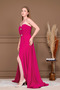 Chiffon Fabric Strapless Evening Dress - Fuchia - 3