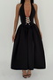 Black Ballerina Pearl Bow Detail Dress Ate-2558 - 2