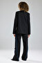 Women's Denim Paneled Lace Print Detail Blazer Jacket - 6