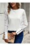 Women's Crew Neck Floral Waffle Blouse - 5