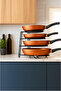 Cabinet Shelf Organizer | Black Pan Rack Metal Kitchen Pot Stand Organizer