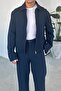 Navy Blue Premium Relaxed Fit Boxy Jacket - 2
