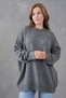 Anthracite Knitwear Crew Neck Oversize Design Sweater 4090