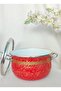 Red Ethnic Lux Enamel Pot 5 Liters 24 cm Diameter Milk Yogurt Soup Pot - 4