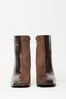 Brown Patent Leather - Suede Women's Boots & Booties Blunt Toe Heeled Contrast Pu Leather Zippered Stylish - 5