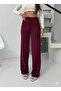 Women's Burgundy Thick Ribbed Pants & Sweatpants - 2