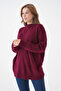 Women's Crew Neck Burgundy Oversize Knit Sweater 4090 - 8