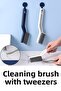 Cleaning Brush with Tweezers – Multi-Purpose Grout, Kitchen, Bathroom, and Hard-To-Reach Corner Cleaning Tool