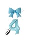 Blue Color Bow Number Foil Balloon Set Age 4
