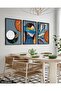 Abstract, Artistic, Female, Feather, 3 Piece Black Wooden Framed Painting - 3