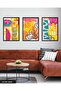 Colorful Patterns 3 Piece Black Wooden Framed Painting - 3