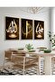Allah, Muhammad, Elif Vav, Gold, 3 Piece Wooden Framed Painting - 3