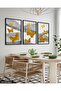 Gold Butterflies Abstract Background 3 Piece Black Wooden Framed Painting - 3