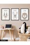 Animals Children's Room 3 Piece Black Wooden Framed Painting - 3