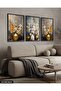 Flowers in a Vase 3 Piece Black Wooden Framed Painting - 2