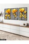 Gold Flower 3 Piece Black Wooden Framed Painting - 5