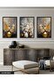 Flowers in a Vase 3 Piece Black Wooden Framed Painting