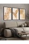 Botanical Golden Leaf Flower 3 Piece Black Wooden Framed Painting - 2