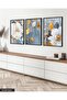 Blue Color Flowers 3 Piece Black Wooden Framed Painting - 5