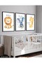 3 Piece Black Wooden Framed Painting for Children with Giraffe, Elephant, and Lion Figures - 2