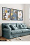 Blue Color Flowers 3 Piece Black Wooden Framed Painting - 4