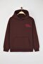 Teen Kahverengi Sırt Baskılı Oversize Kalıp Kapüşonlu İçi Polarlı Örme Sweatshirt TWOAW26SW00126 - 7