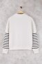 Ekru Çizgili Oversize/Geniş Kalıp Fermuarlı Kalın İçi Polarlı Örme Sweatshirt TWOAW26SW00044 - 7