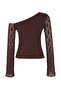 Kahverengi Dantel Asimetrik Yaka Fitted/Vücuda Oturan Örme Bluz TWOAW26BZ00036 - 8