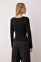 Siyah Fitted/Vücuda Oturan Aksesuar Detaylı Çıtçıtlı Esnek Örme Body TWOAW26BD00005 - 4
