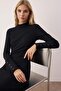Black Stand Collar Fitted/Slim Fit Button Midi Knitted Dress Twoaw26El00218 - 6