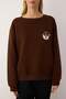 Brown Thick Fleece Crew Neck Bear Embroidered Regular Fit Knitted Sweatshirt Twoaw26Sw00091 - 3