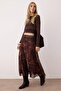 Çok Renkli Midi Büzgü/Drape Detaylı Boho/Boho Chic Basklılı Tül Esnek Örme Etek TWOAW26ET00122 - 7