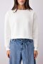 Ekru Kalın İçi Polarlı Bisiklet Yaka Crop Örme Sweatshirt TWOAW26SW00093 - 3