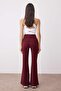 Bordo Fırçalı Soft Kumaş Bel Katlama Detaylı Flare/İspanyol Paça Yoga Örme Spor Tayt THMAW26TY00001 - 5