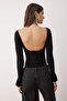 Black Boat Neck Knitted Bodysuit Tpraw26Bd00025 - 5