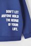 Mavi Kapüşonlu Sırtı Slogan Baskılı Örme Büyük Beden Sweatshirt TBBAW26AO00015 - 8