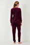 Standard Fit Crew Neck Soft Velvet Pajama Set Pajama Set 6094202 - 6