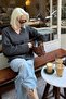 Anthracite V-Neck Knitwear Women's Sweater Mg2501 - 7
