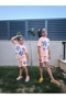 Girl's Cotton Shorts Set Salmon, Lilac, Pomegranate Flower Colored - 4
