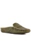 - Khaki Leather Women's House Slippers 109-557-X - 2