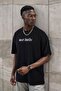 Unisex Black Crew Neck Injection Printed Oversize Fit T-Shirt