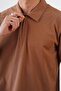 Men's Polo Collar Zippered Regular Cut T-Shirt Brown 1008 - 5