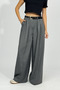 Women's Pleated Pocket Belted Palazzo Trousers Anthracite - 6