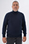 Men's Navy Blue Large Size Turtleneck 100% Cotton Sweater Trist-2001