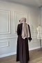 Hijab Dress Ferace Bitter Brown Hürrem Inner and Outer Tie-Down Non-Creasing Crepe - 5