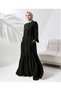 Hijab Dress Ferace Khaki Sevde Balloon Sleeve Elastic Cuffs Ruffled Crepe Skirt - 7