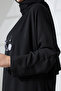 Batwing Sleeve Slit Detail Loose Crepe Aerobin Zühre Set - Black - 5